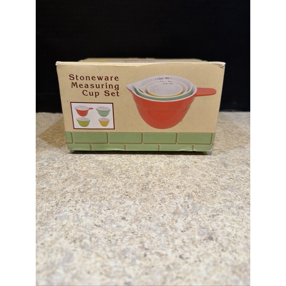 Cracker Barrel Exclusive Stoneware Measuring Cup Set Multi Color 1½-¼ Cup